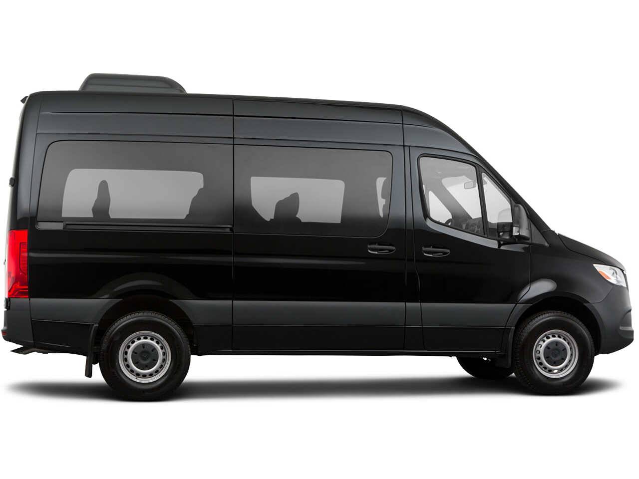 Black Mercedes-Benz Sprinter passenger van